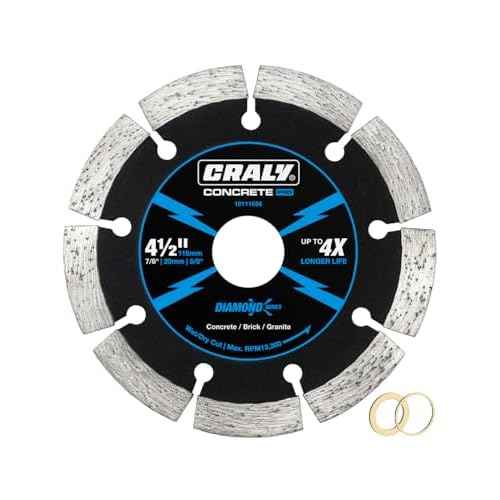CRALY 4-1/2 Inch Super Thin Segmented Diamond Blade, 7/8 in Arbor, 4.5'' Diamond Stone Blade for Angle Grinder & Masonry Saw, Diamond Cutting Wheel for Cutting Concrete, Brick, Granite, Block