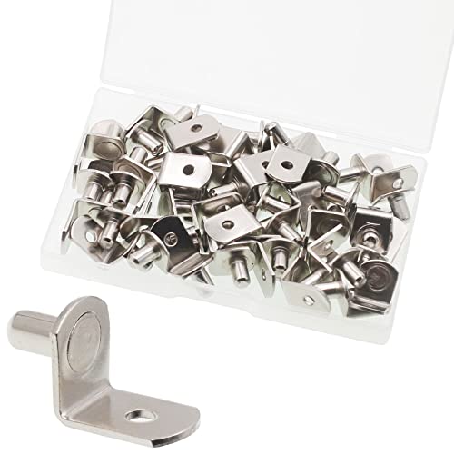 50 Pcs Nickel Plated L-Shaped Shelf Support Pegs 5mm for Cabinets & Bookcases