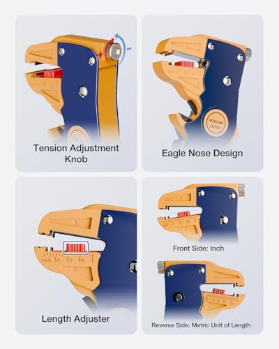 VCELINK Blue Wire Stripper and Cutter, Automatic 14-24AWG, Multifunctional