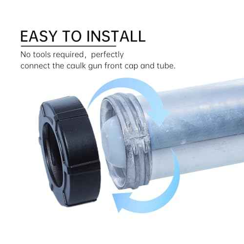 Sausage Caulking Gun Front Cap, Durable Sausage Caulk Gun Aluminum Front Cover with Cone Nozzles(Black-3 Pack)