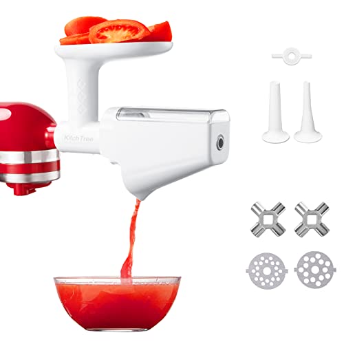 Fruit & Vegetable Strainer & Grinder Attachment Set for KitchenAid White - Includes Sausage Tubes