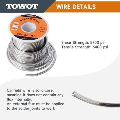 TOWOT 60/40 Solder for Stained Glass, 1 lb Spool, 3mm Dia, No Flux Solder Wire Stained Glass Supplies