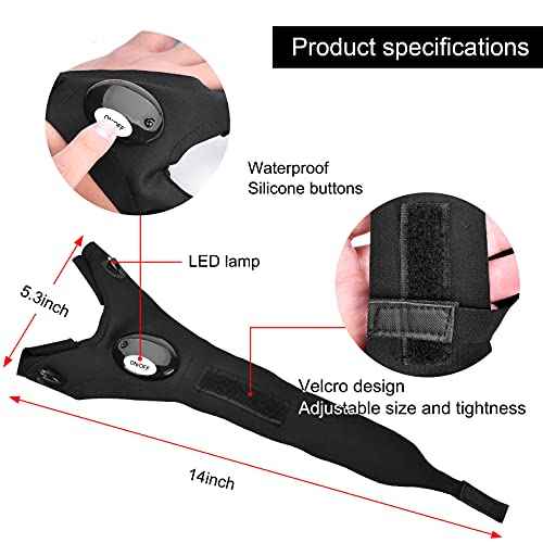 LED Flashlight Gloves Stocking Stuffers for Men Adults Gifts for Men Dad Birthday Gadgets Gifts Valentines Christmas for Him Boyfriend Husband Fishing Camping Repairing Tools