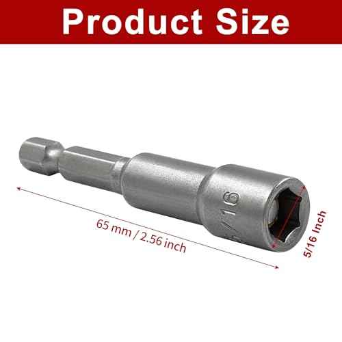 10 Pcs 5/16 Inch/ 8mm Hex Nut Driver Magnetic Extension Socket Drill Bit Holder, Quick-Change Power Nut Driver Bit Set Hex Shank Drill Bit Holder for Electric Drill