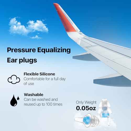 Ear Plugs for Airplane Pressure Relief & Prevent Ear Pain - Flying Travel Essentials - Comfortable Reusable Plane Earplugs for Adult/Kids 12+ with Small Ear-canals, 25dB Noise Reduction, BU