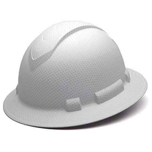 Pyramex Ridgeline Full Brim Hard Hat 4 Point Ratchet Matte White Graphite Pattern