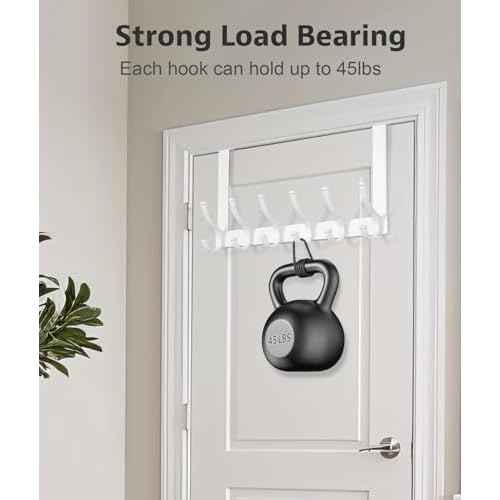 Over The Door Hooks, Door Hanger Hooks for Hanging, Over The Doors Towel Racks for Bathroom, Coat Rack Dorm Essentials (1Pack, White, Fit 1-3/4" Doors)