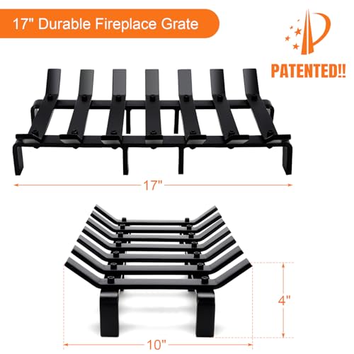 Willow Weave 17-Inch Fireplace Grate with 7 Bars – Heavy Duty Wood Stove Grate (Standard 17")