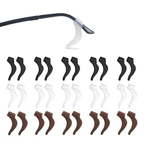 YINGFENG 15 Pairs1.8 Inch Anti-slip Eyeglass Ear Grips Hook, Comfortable Silicone Elastic Eyeglasses Temple Tips Sleeve Retainer for Sunglasses, Presbyopia Glasses, Spectacles Glasses, 3 Colors