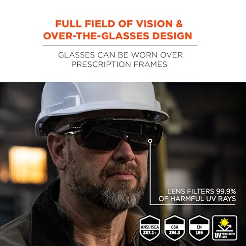 Ergodyne Skullerz OSMIN OTG Safety Glasses, Over the Glasses Protective Eyewear, ANSI z87.1