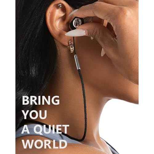 Earplug Lanyard with Magnetic Safety Cord ? 2 Pack Silicone Anti-Loss Strap with Case | Tug-Resistant, Quick Access, Easy to Install | Compatible with Earplugs, Earbuds, Earphones, Black