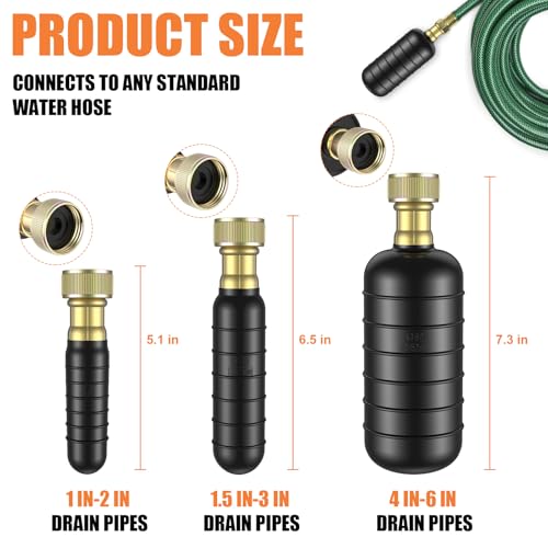 Fosenlion 3-Piece Drain Bladder Kit for Clogged Pipes and Drains