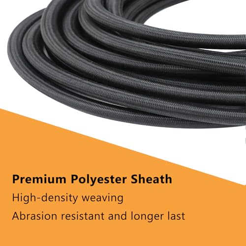 LUYADIN Black 1/4" x 32' Marine Grade Bungee Shock Cord for Kayak & Tent Repairs
