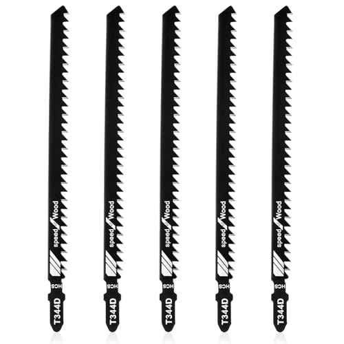 5 Pcs T344D T-Shank Jigsaw Blades 6 Inch Long Jigsaw Blades Multi-Purpose High Carbon Steel Jigsaw Blades for Quick Cutting Wood Plywood Hardwood Plastic Metal