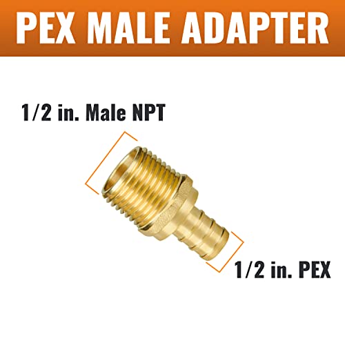 SUNGATOR 6-Pack 1/2" NPT to 1/2" PEX Male Adapter Plumbing Fittings