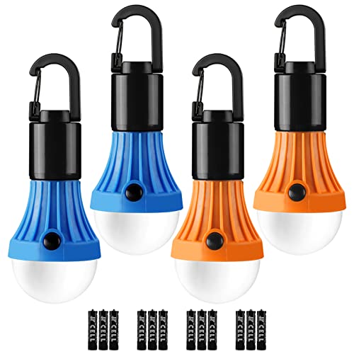 Lepro LED Camping Lantern 3 Light Modes - Orange & Blue, 4 Pack, Batteries Included