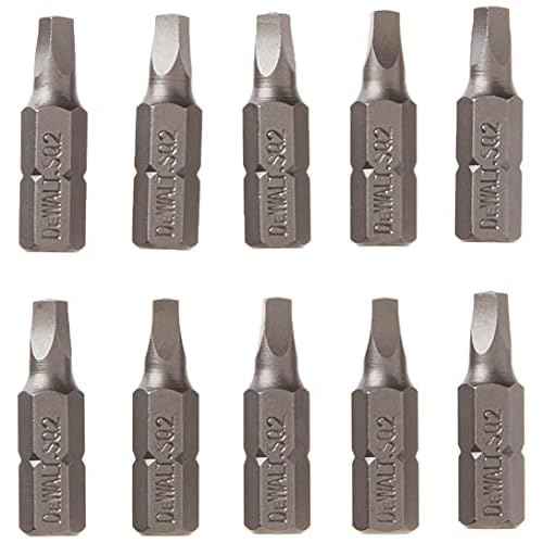 DEWALT DW2202B10 #2 Square Recess 1-Inch Bit Tip (10-Pack), Silver
