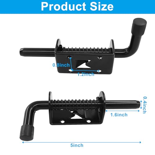 Aoserge 2pcs Black Spring Loaded Barrel Bolt Latch Pin for Doors & Cabinets - Outdoor Hardware