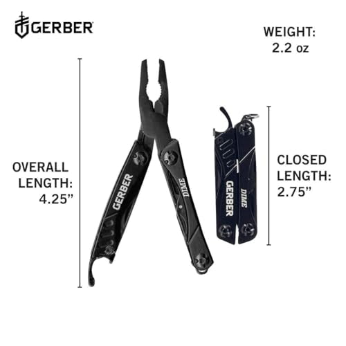 Gerber Dime 12-in-1 Mini Multitool Pliers with Pocket Knife & Bottle Opener - Black