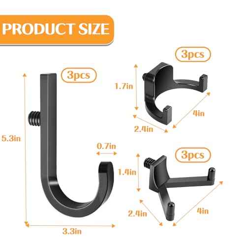 9 Pcs ABS Storage Shed Tool Hooks, Heavy Duty Shed Accessories & Hooks - Compatible with Suncast & Craftsman Sheds, Black J/U/V Shape for Organizing Ladders, Hoses & Garden Tools in Outdoor Sheds.