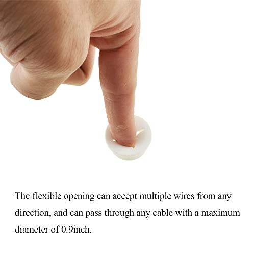 White Rubber Desk Grommet 1 Inch (25mm) Pack of 4 - Flexible Cable Hole Cover for Office & Home