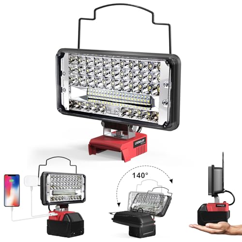 LIVOWALNY 27W LED Work Light for Milwaukee 18V Batteries, 14800LM, Yellow