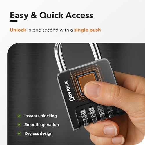 Combination Lock for Outdoor & Indoor | Heavy Duty, Weatherproof, 4-Digit Security | Padlock for Lockers, Gates, Fences, Sheds, Storage | 1-Pack, Black