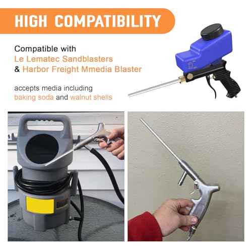 Sand Blaster Long Nozzle Walnut Blasting Kit Compatible with Le Lematec Soda and Walnut Blaster, Abrasive Media Sandblaster Sandblasters Extended Nozzle for Carbon Cleaning Spot Blasting