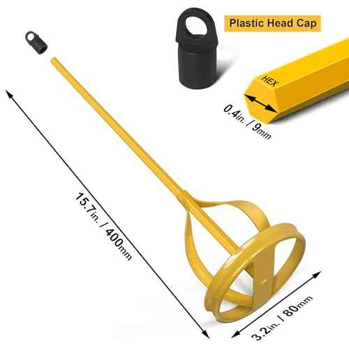 Paint and Mud Mixer, Paint Stirrer for Drill in 1 to 5 Gallon Bucket, Suitable for all Standard Drill Bits, Hex Head Anti-slip, Easy Clean, Painting and Plastering Mixer Stirrer Tool (Yellow)