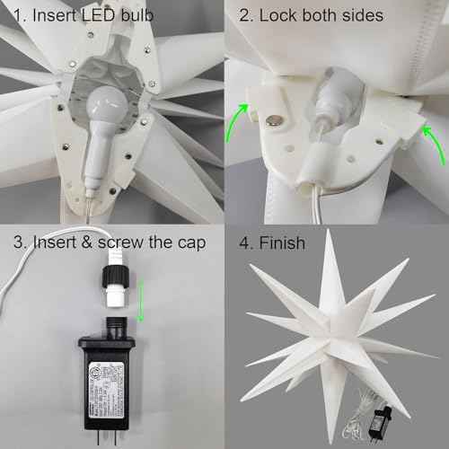 Leejec 22" Moravian Star Light, Easy Assembly, Christmas Decorations, Indoor& Outdoor Hanging, Advent Star, Warm White LED Porch Light with Timer, Wedding & Home Decor