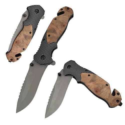 DOOM BLADE Folding Pocket Knife with Spring Assisted, Glass Breaker, Rope Seatbelt Cutter for Camping Fishing Hiking Hunting Outdoor Gifts for Men