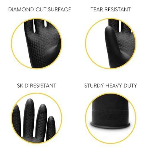 Chemical Resistant Latex Gloves,Cleaning Protective Safety Work Heavy Duty Rubber Gloves