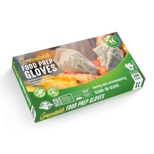UNNI Compostable Food Prep Gloves, For Food Handling, ASTM D6400, US BPI, CMA & Europe OK Compost Certified