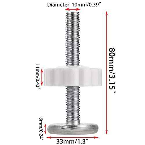 OwnMy M10 (10mm/0.39") Gate Adapters 4PCS Gate Threaded Spindle Rod Accessory Pressure Gate Replacement Parts Screw Mounted Bolts Kit for Stair Railing/Pets Doors, White