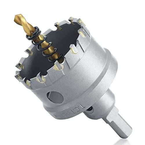 Luomorgo 2" 51mm TCT Carbide Hole Saw Tungsten Carbide Tipped Hole Cutter with 2 Pcs Titanium-Plated Pilot Drill Bit for Metal Iron Steel Wood Plastic