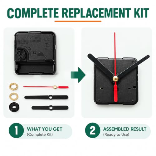 Silent Quartz Clock Movement Kit with Hands Replacement for Wall Clocks