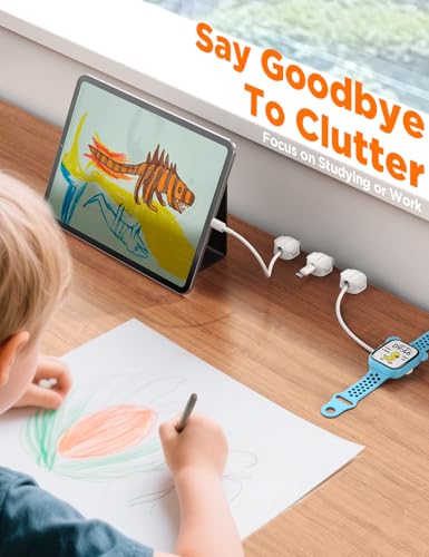 Chfeila White 6-Pack Cord Organizer Clips for Desk & Nightstand - Cable Management