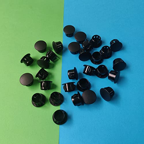 13mm (1/2 Inch) Black Plastic Hole Plugs - Pack of 30 for Furniture & Panel Covering