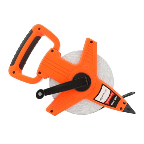 100ft Fiberglass Tape Measure with Shock-Absorbing Handle - Inch/Metric, Orange