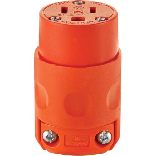 Leviton 15A 125V Grounding Power Cord Outlet - Orange, Pack of 1