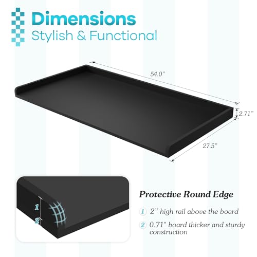 Kaboon Black Countertop for Washer Dryer | 27.5 x 54 Inches Laundry Surface with Edge Rails