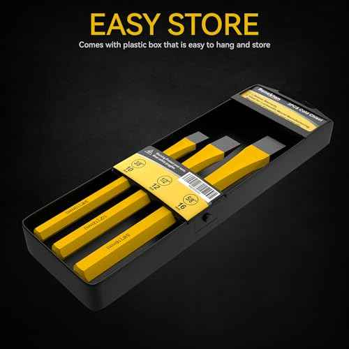Renekton Heavy Duty Cold Chisels Set, 3/8 in, 1/2 in, 5/8 in, CR-V Steel, For Cutting Rivets, Rods and Bolts, Removing Slag£¬3 Piece