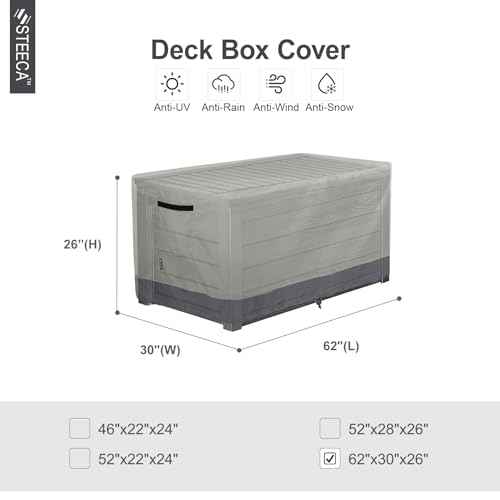 Patio Deck Box Cover Waterproof Outdoor Rectangular Storage Bench Cover 62L x 30W x 26H inch