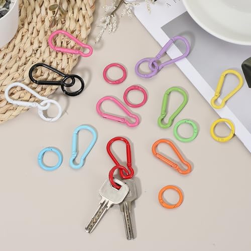 Yellow uxcell Spring Snap Clip Key Chain Hook with O Ring - Pack of 10