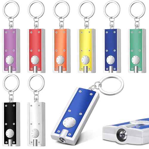 8 Pcs Mini Keychain Flashlight LED Keychain Light Bulk Small Flashlight for Outdoor Camping Hiking Equipment and Emergency Gift(Multicolor)