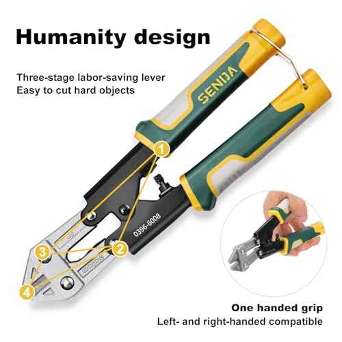 8-Inch Heavy-Duty Wire Cutters and Mini Bolt Cutters Made of Cr-V Steel,Featuring an Ergonomic Soft Non-Slip Grip and a Safety Lock,Small Bolt Cutters for Small Screws,Hooks,Fencing and Steel Wire