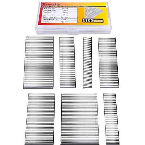 2100 PCS Brad Nails 7 Sizes multi-Length Galvanized Straight Finishing Nail,Each specification has an independent sponge anti-collision packaging