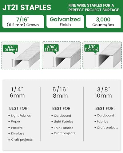 Meite JT21 Staples 1/4 Inch Galvanized Staples for Staple Gun – 3,000 Count Pack