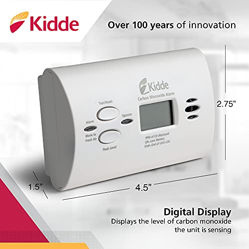 Kidde 3-Pack Carbon Monoxide Detector AA Battery Powered CO Alarm with LEDs & Test Button