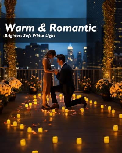 Homemory Ivory Flickering LED Votive Candles - 24 Pack, Warm White, Battery Operated